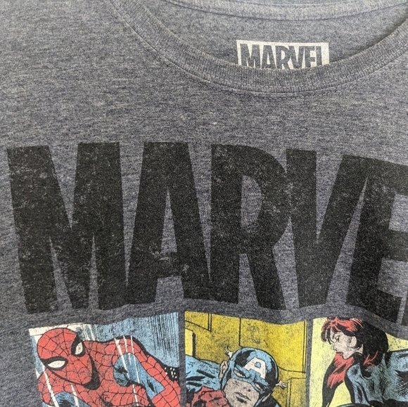 MARVEL BLUE GRAPHIC T-SHIRT SPIDER MAN HULK SIZE ADULT LARGE - Picture 8 of 8